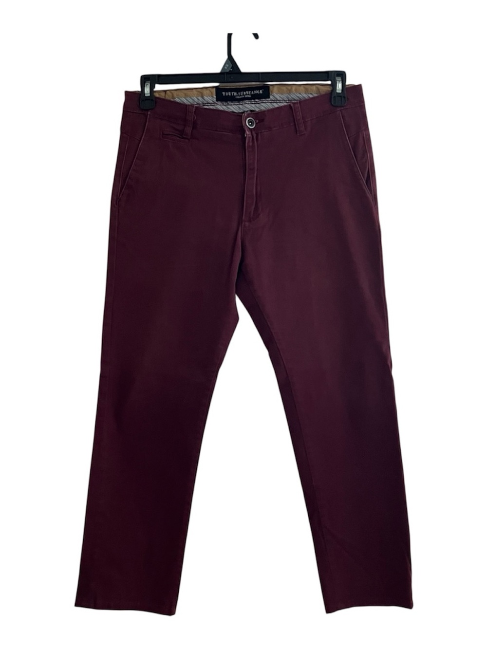 Truth Substance Common Sense Men’s Burgundy Chino Pants 32x26 Straight Leg